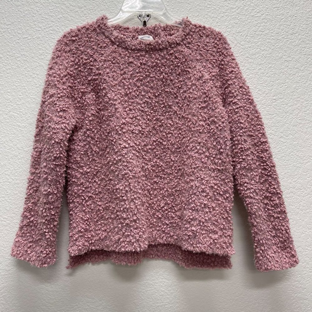 Hippie Rose Pink Sweater Girls Medium Textured Split Hem Oversized